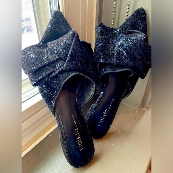 Violeta x mango sequined velvet mules - Picture 2 of 6